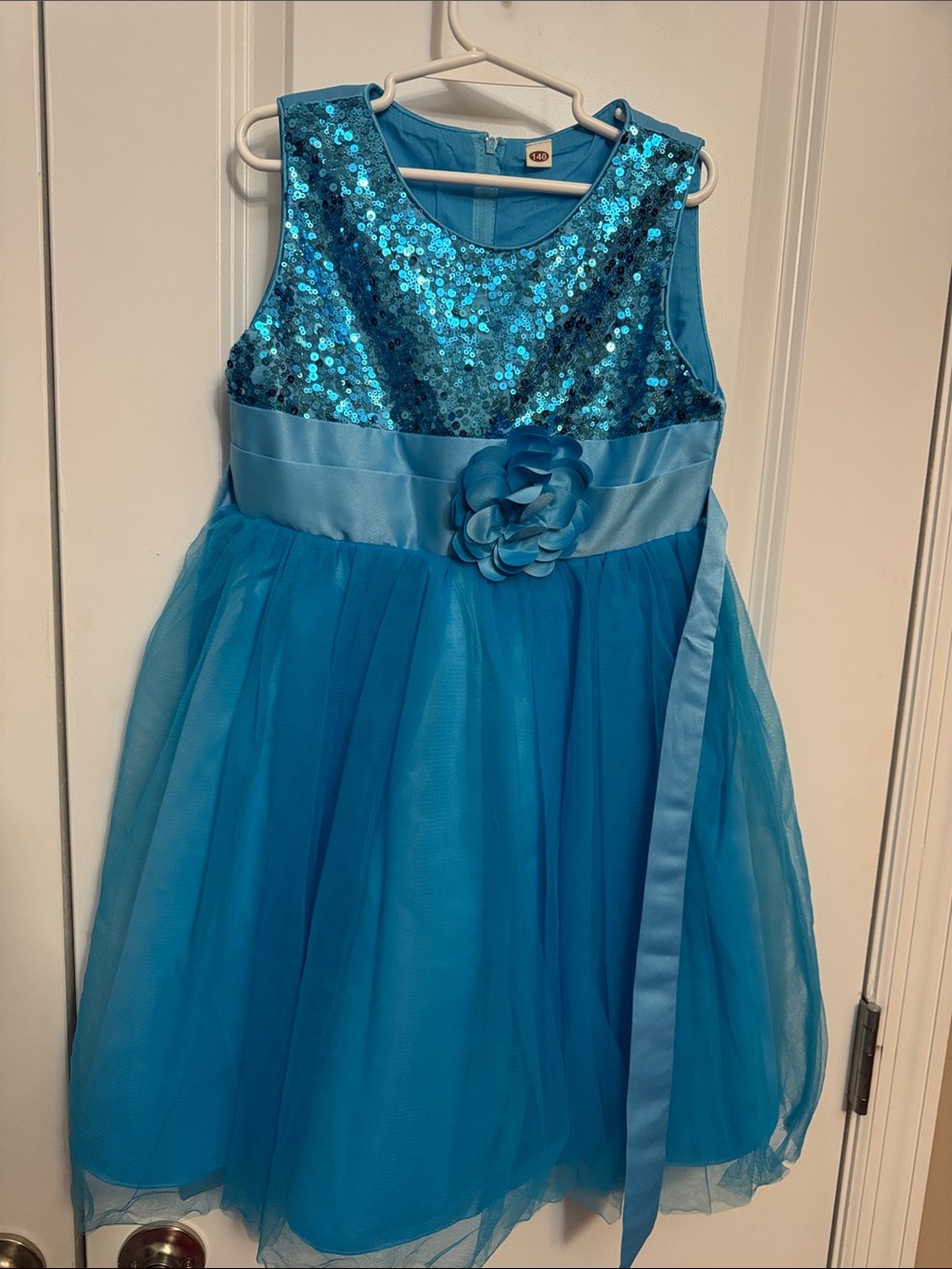 Amazon Girls' Sequin Bodice Tulle Party Dress - Blue